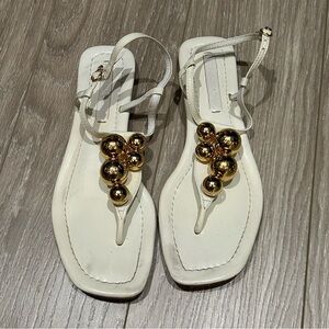 BCBG maxazria patent leather Sandals with gold balls